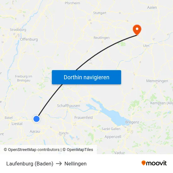 Laufenburg (Baden) to Nellingen map