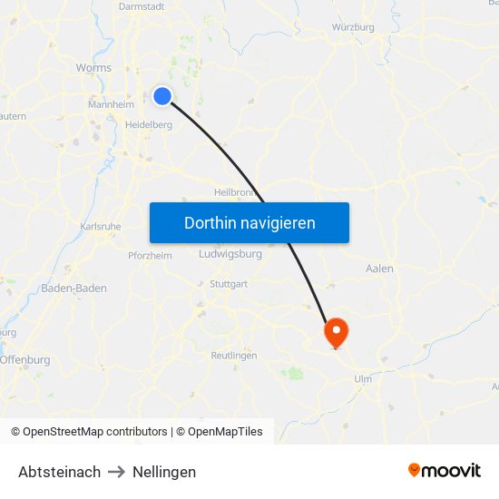 Abtsteinach to Nellingen map