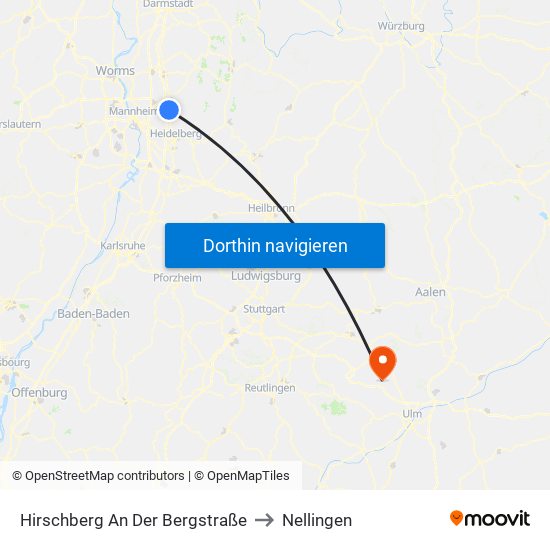 Hirschberg An Der Bergstraße to Nellingen map