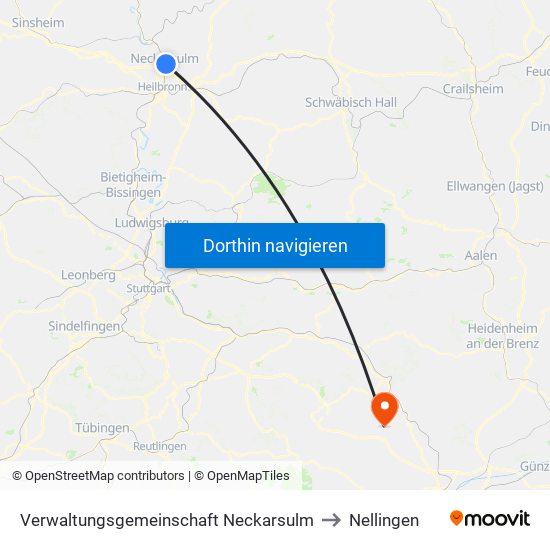 Verwaltungsgemeinschaft Neckarsulm to Nellingen map