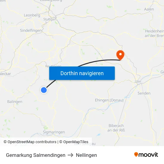 Gemarkung Salmendingen to Nellingen map