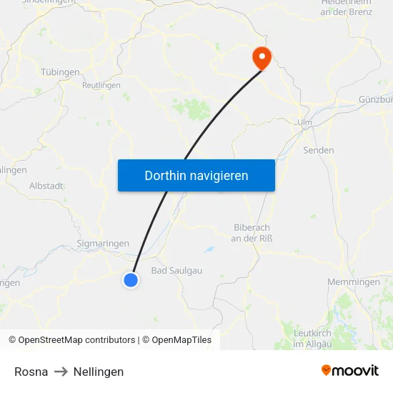 Rosna to Nellingen map