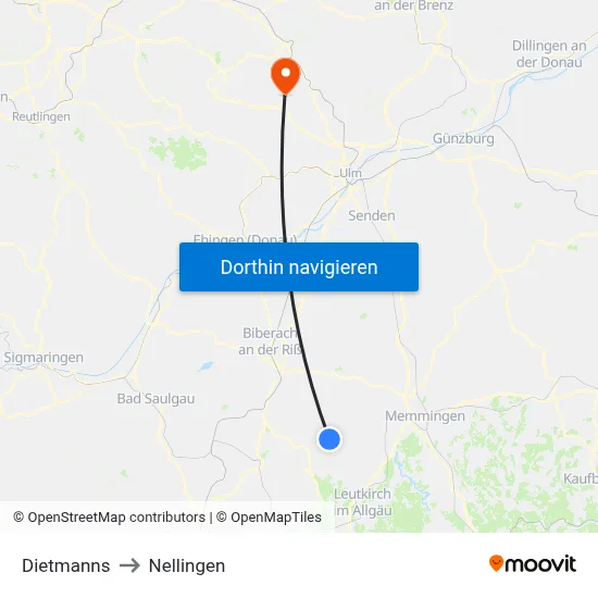 Dietmanns to Nellingen map