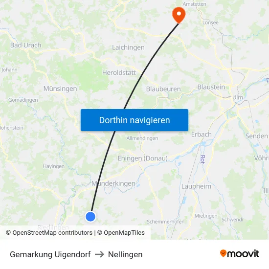 Gemarkung Uigendorf to Nellingen map