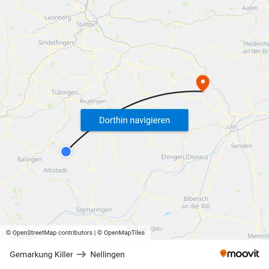 Gemarkung Killer to Nellingen map