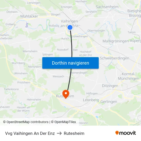 Vvg Vaihingen An Der Enz to Rutesheim map