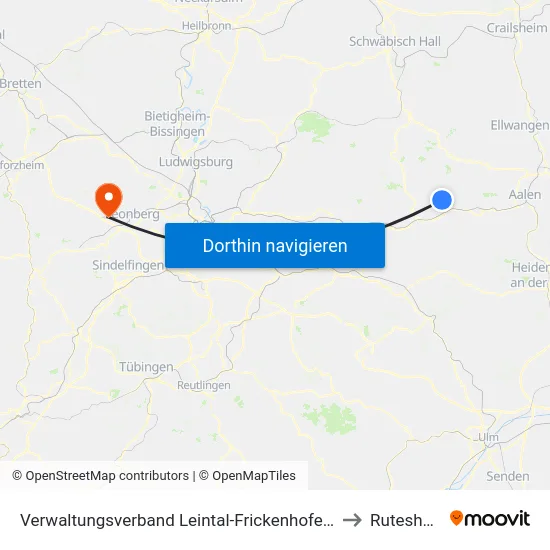 Verwaltungsverband Leintal-Frickenhofer Höhe to Rutesheim map
