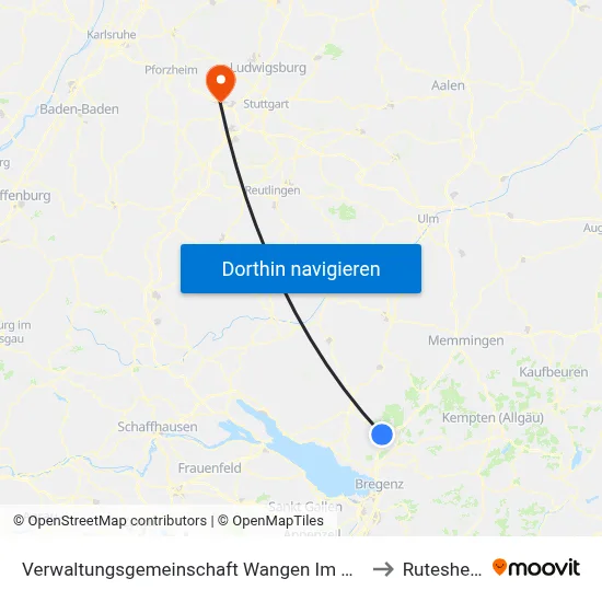 Verwaltungsgemeinschaft Wangen Im Allgäu to Rutesheim map