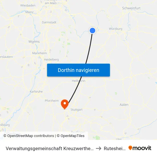 Verwaltungsgemeinschaft Kreuzwertheim to Rutesheim map
