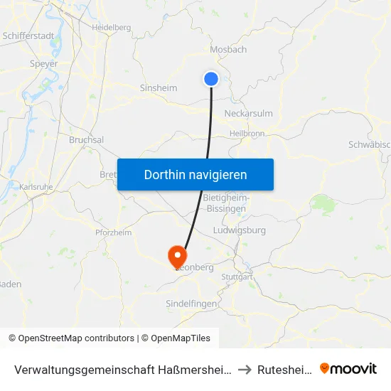 Verwaltungsgemeinschaft Haßmersheim to Rutesheim map