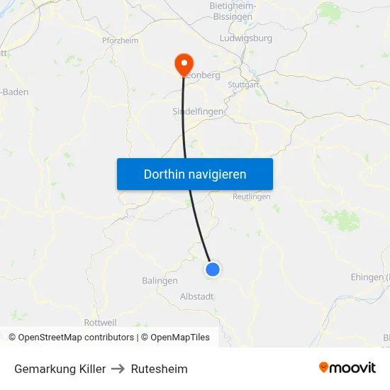 Gemarkung Killer to Rutesheim map