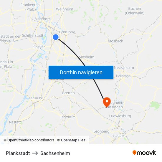 Plankstadt to Sachsenheim map