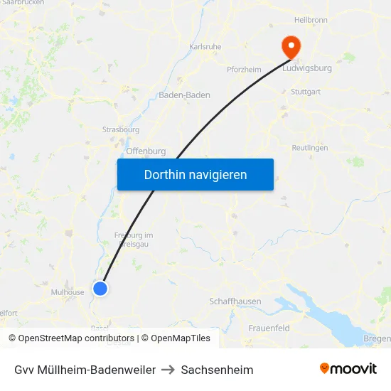 Gvv Müllheim-Badenweiler to Sachsenheim map