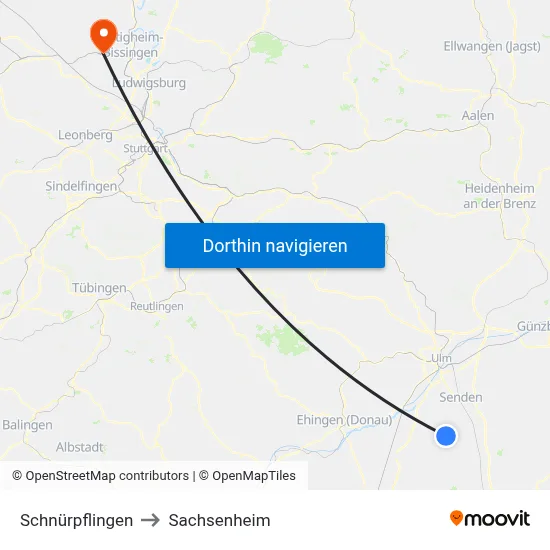 Schnürpflingen to Sachsenheim map