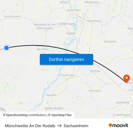 Münchweiler An Der Rodalb to Sachsenheim map