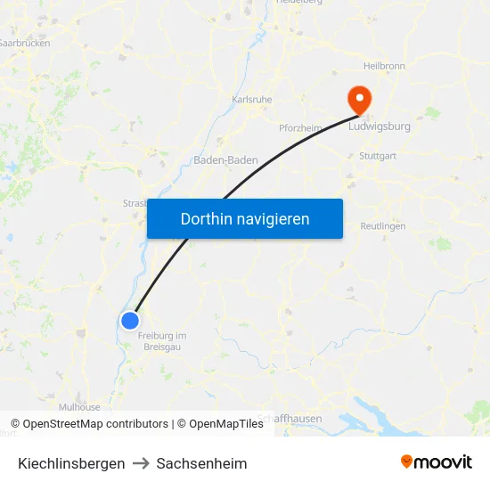 Kiechlinsbergen to Sachsenheim map