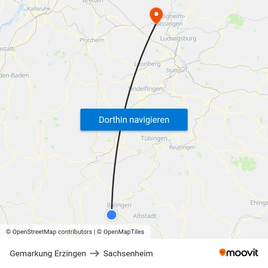 Gemarkung Erzingen to Sachsenheim map
