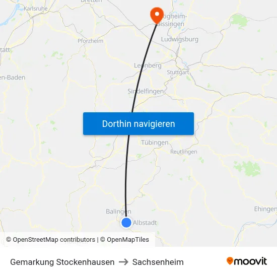 Gemarkung Stockenhausen to Sachsenheim map