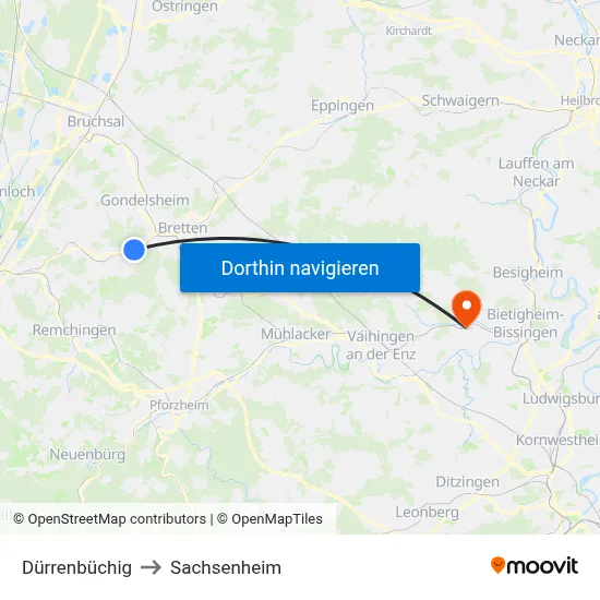 Dürrenbüchig to Sachsenheim map