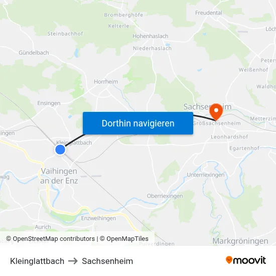 Kleinglattbach to Sachsenheim map