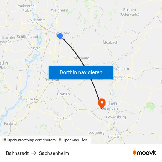 Bahnstadt to Sachsenheim map