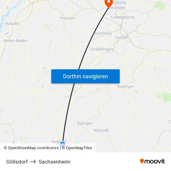 Göllsdorf to Sachsenheim map