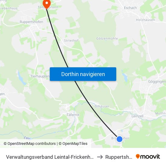Verwaltungsverband Leintal-Frickenhofer Höhe to Ruppertshofen map