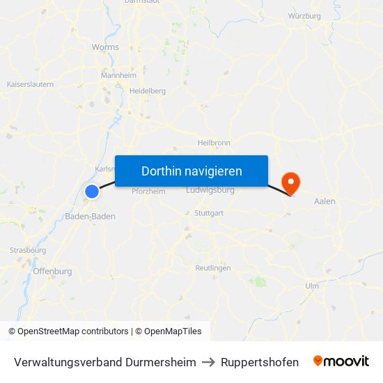 Verwaltungsverband Durmersheim to Ruppertshofen map