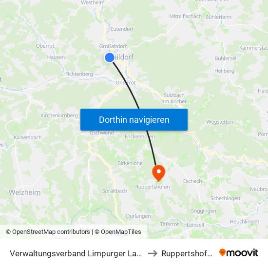 Verwaltungsverband Limpurger Land to Ruppertshofen map