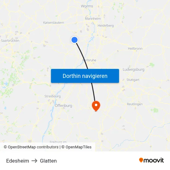 Edesheim to Glatten map