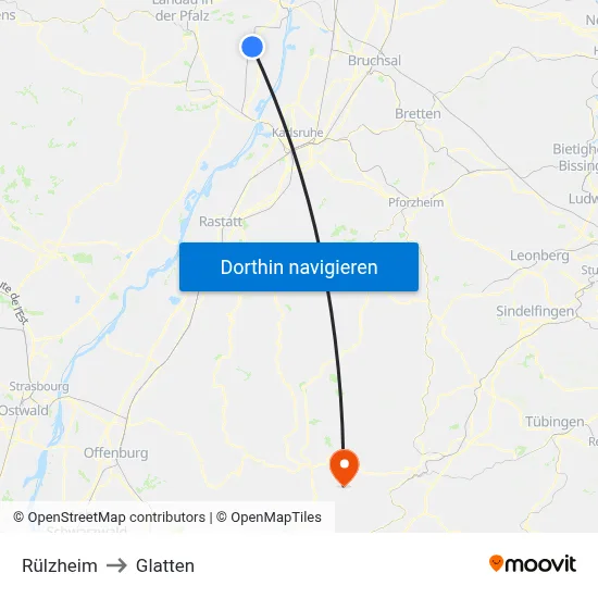 Rülzheim to Glatten map