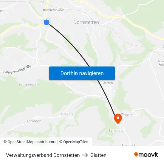 Verwaltungsverband Dornstetten to Glatten map