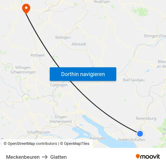 Meckenbeuren to Glatten map