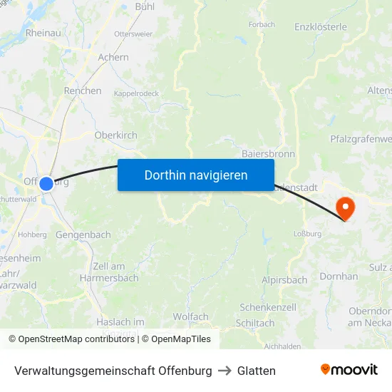 Verwaltungsgemeinschaft Offenburg to Glatten map