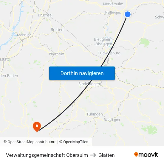 Verwaltungsgemeinschaft Obersulm to Glatten map