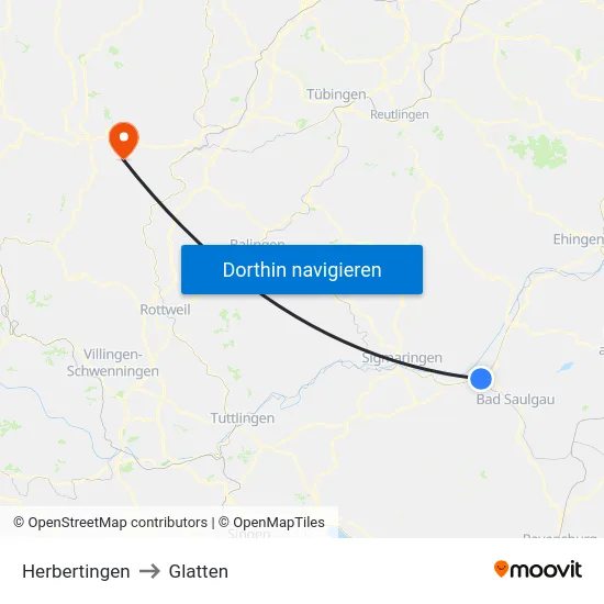 Herbertingen to Glatten map
