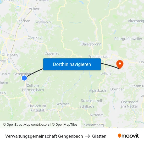 Verwaltungsgemeinschaft Gengenbach to Glatten map