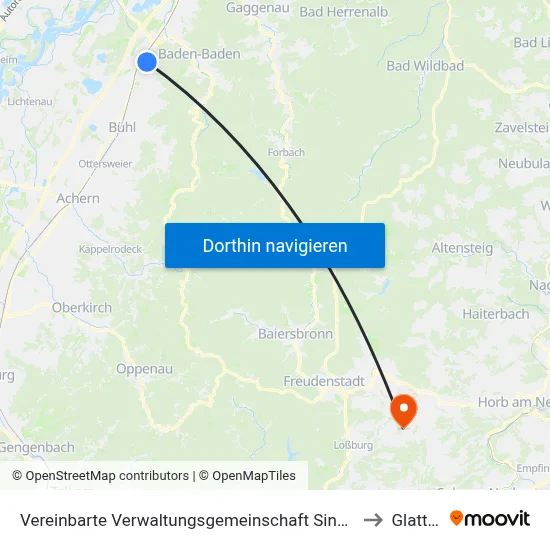 Vereinbarte Verwaltungsgemeinschaft Sinzheim to Glatten map