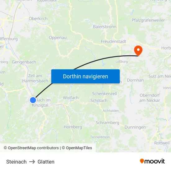 Steinach to Glatten map