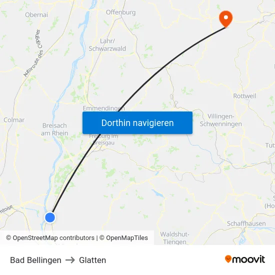Bad Bellingen to Glatten map