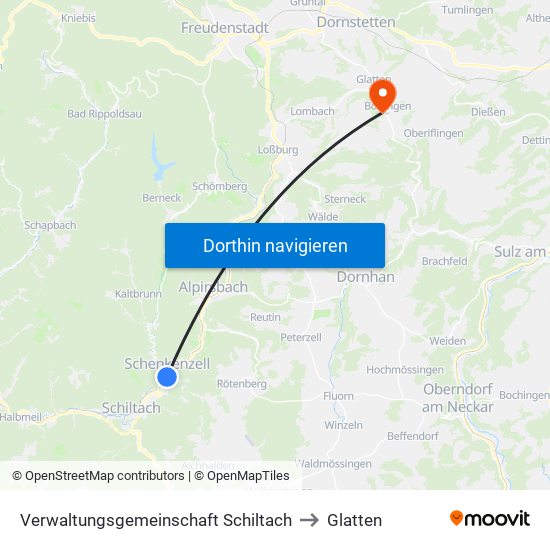 Verwaltungsgemeinschaft Schiltach to Glatten map