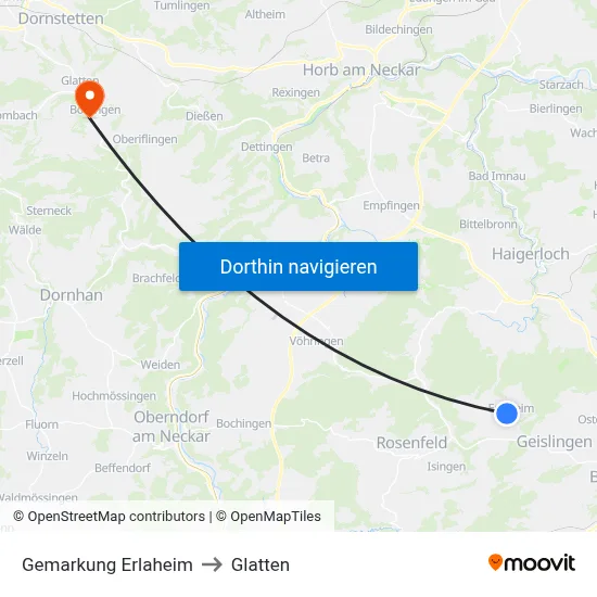 Gemarkung Erlaheim to Glatten map