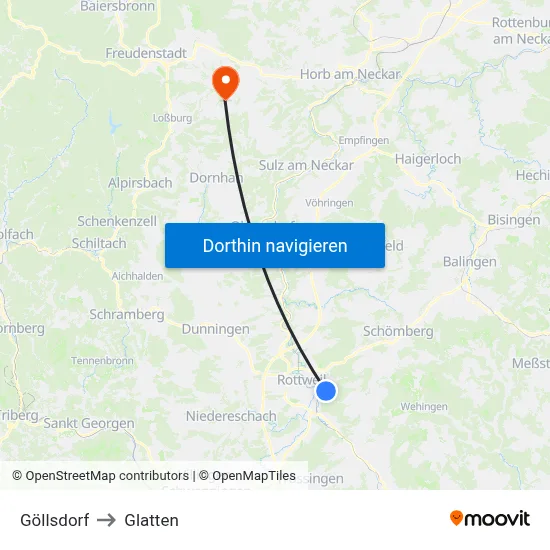 Göllsdorf to Glatten map