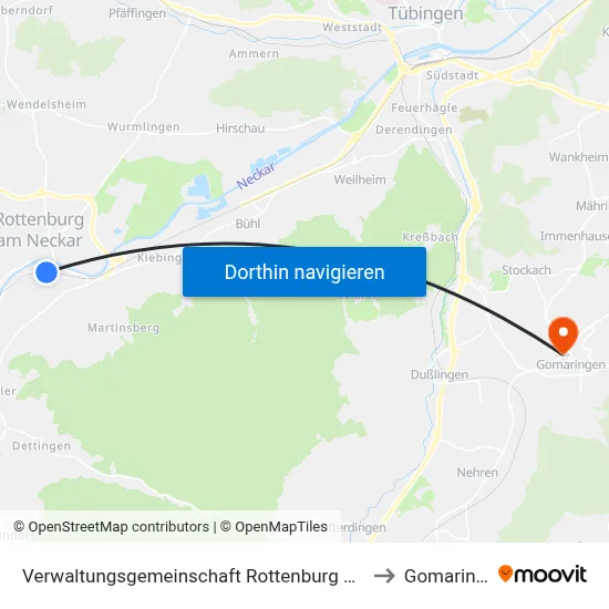 Verwaltungsgemeinschaft Rottenburg am Neckar to Gomaringen map