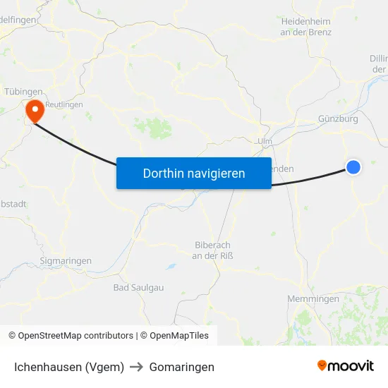 Ichenhausen (Vgem) to Gomaringen map