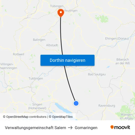 Verwaltungsgemeinschaft Salem to Gomaringen map