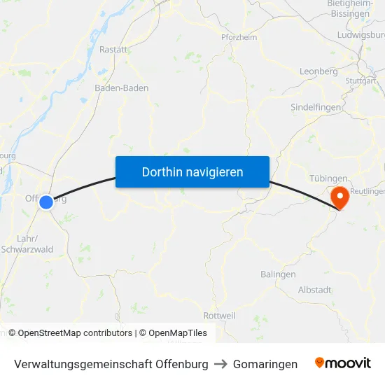 Verwaltungsgemeinschaft Offenburg to Gomaringen map