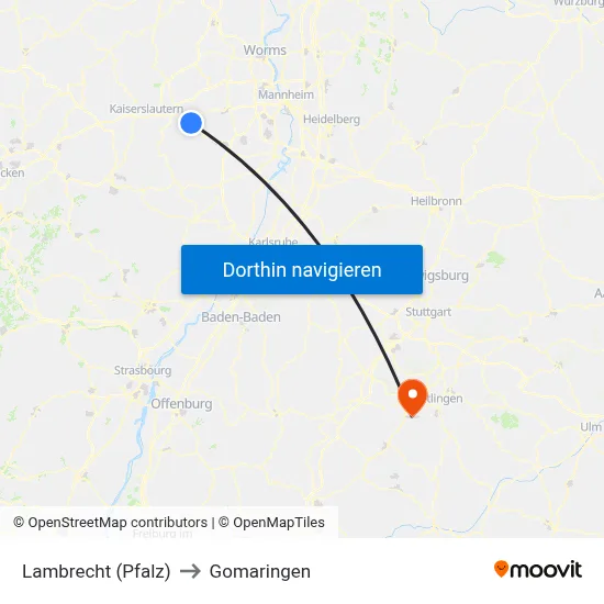 Lambrecht (Pfalz) to Gomaringen map