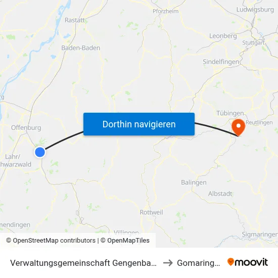 Verwaltungsgemeinschaft Gengenbach to Gomaringen map