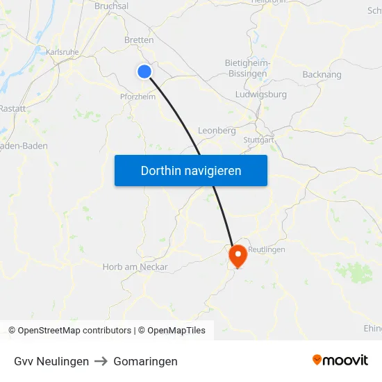 Gvv Neulingen to Gomaringen map